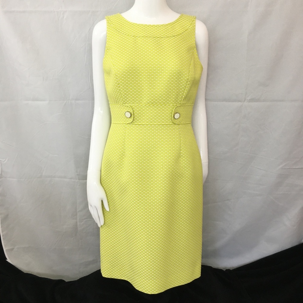 TAHARI Yellow White Dress Sleeveless Size 4 - EUC